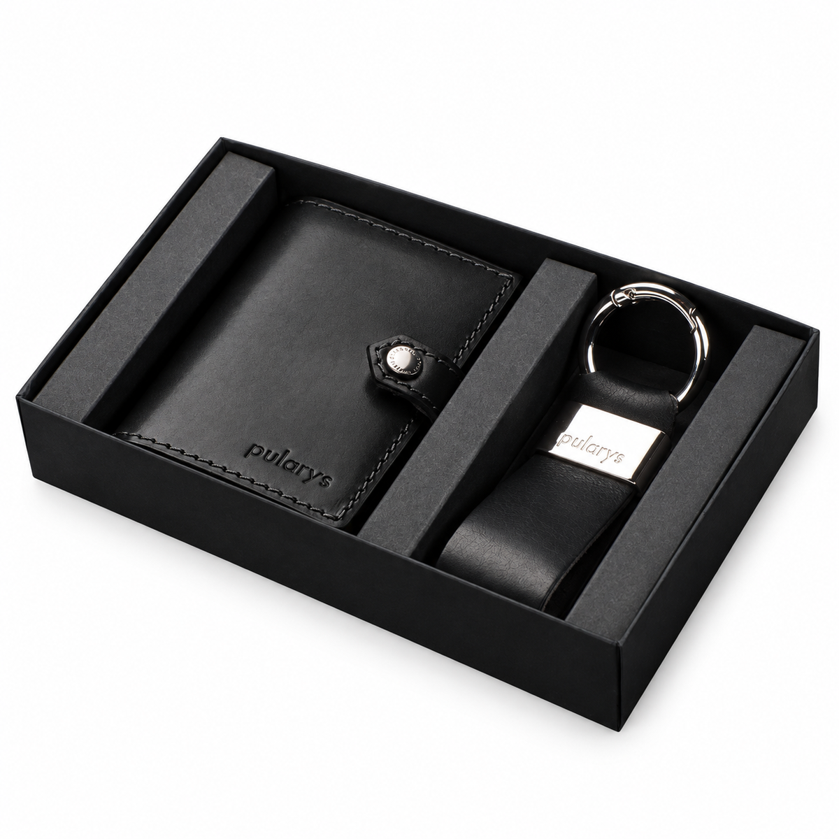 Pularys Hiker Wallet & Keyring Gift Set, Black