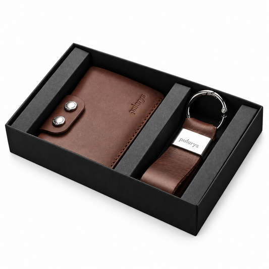 Pularys Hobby Wallet & Keyring Gift Set, Brown